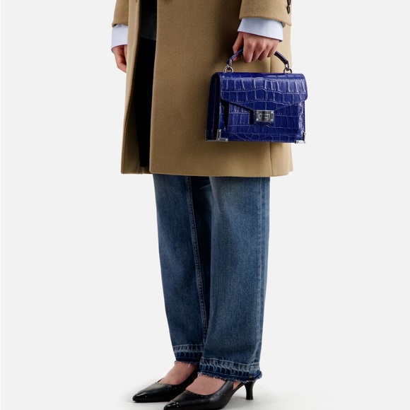 The Kooples Emily Croc-Embossed Leather Mini Crossbody Small NWT gold hardware - Picture 9 of 16